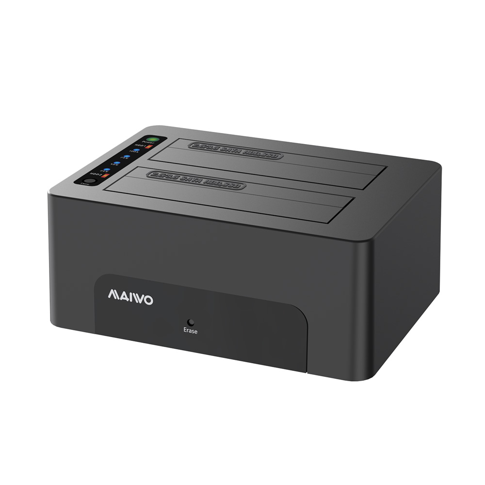 MAIWO K3082CE Dual Bay USB 3.0 to SATA I/II/III Dual Bay External Hard Drive Docking Station Clone E