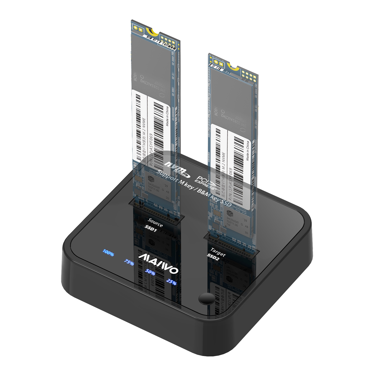 MAIWO K3016P 2 Bay M.2 NVMe Clone Docking Station, Duplicator for USB C 10Gbps , Support One- Key Sy