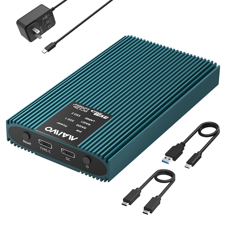MAIWO K2022R Dual M.2 NVMe SSD Enclosure, USB C to M2 Adapter for M Key PCIe 2230/2242/2260/2280 M.2