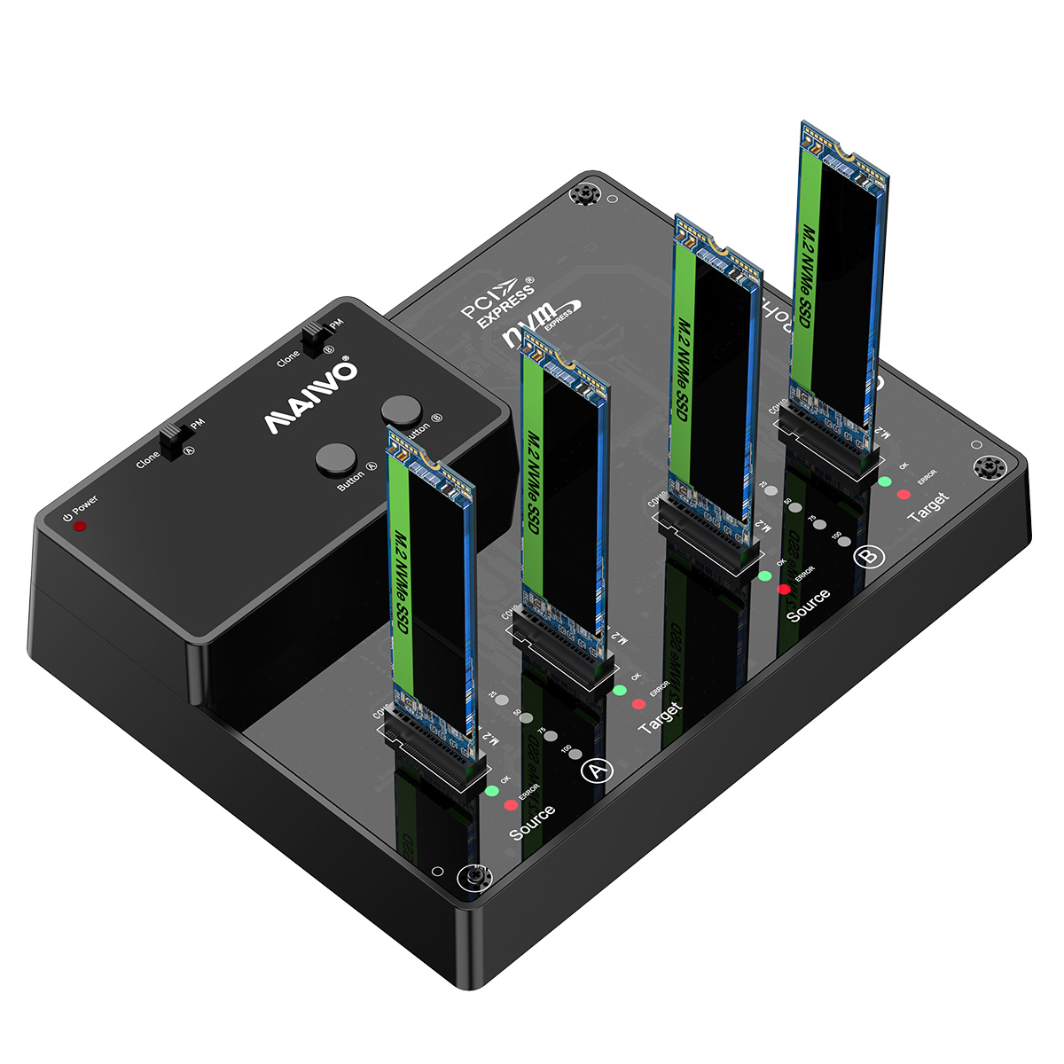 MAIWO K3015P2 4 Bay M.2 NVME Docking Station, Tool-Free Type- C to NVME SSD Enclosure, Support Offli