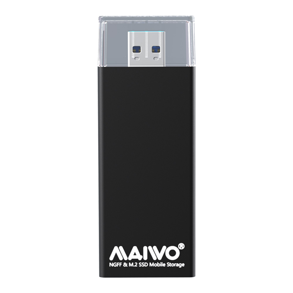 MAIWO Pocketable USB to B+M key SATA M.2 SSD Enclosure with Aluminum Case, Transfer Rate up to 5Gbps