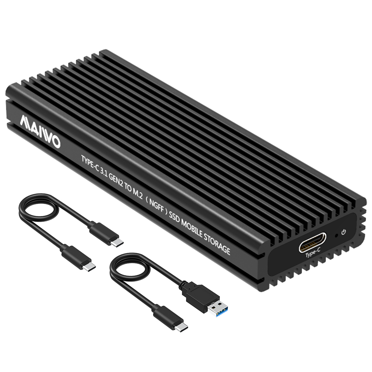 MAIWO TypeC to M key NVMe M.2 SSD enclosure with aluminum case to speed 10Gbps.support M.2 2230,2242