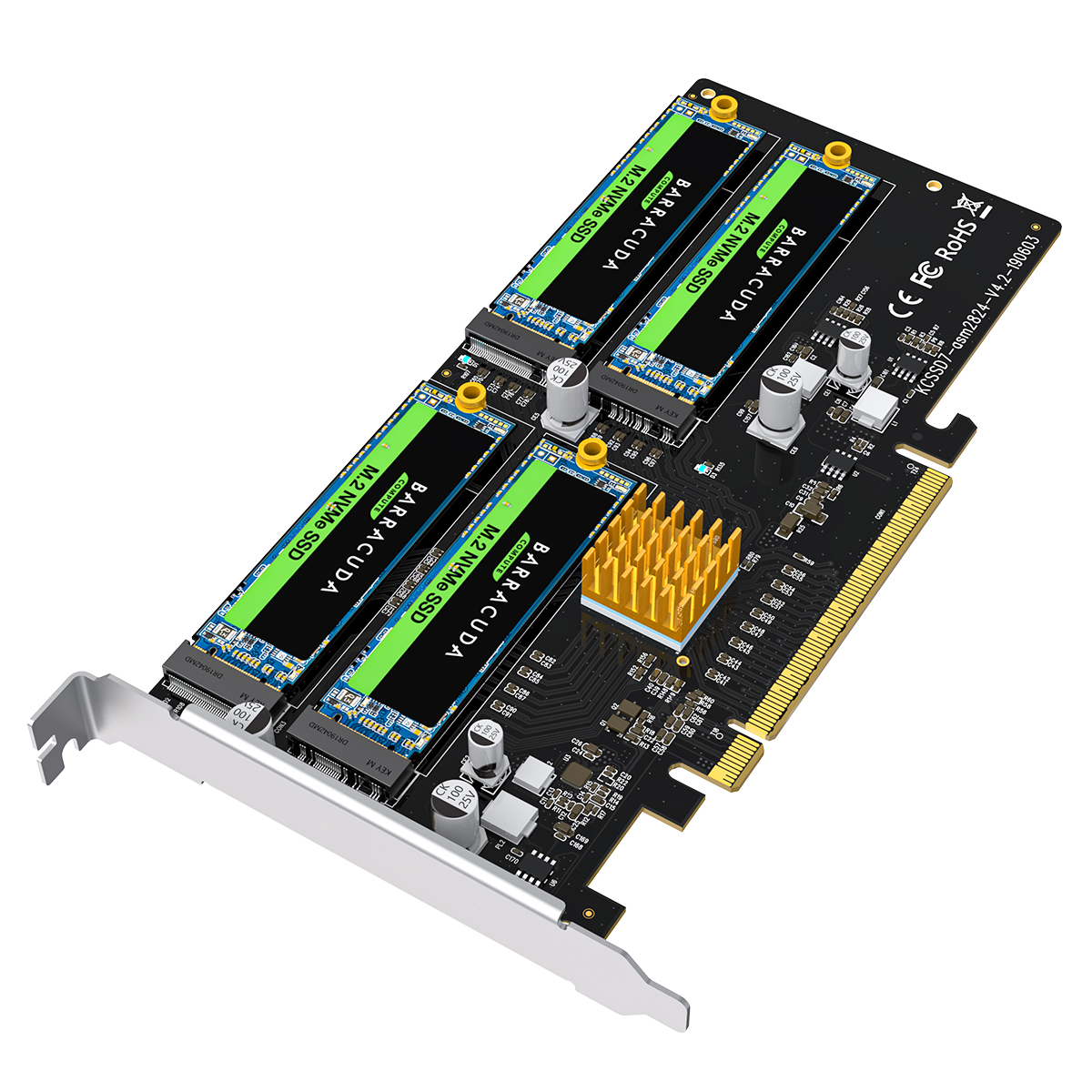 MAIWO NVMe M.2 PCIex16 card ,4 Bay M.2 NVMe SSD to PCIe x16 Adapter Card for PC computer, support M 